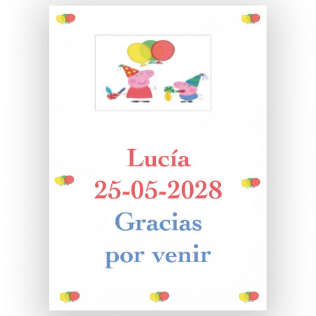 Peppa Pig, adesivo personalizzato per bambini 5x7 cm