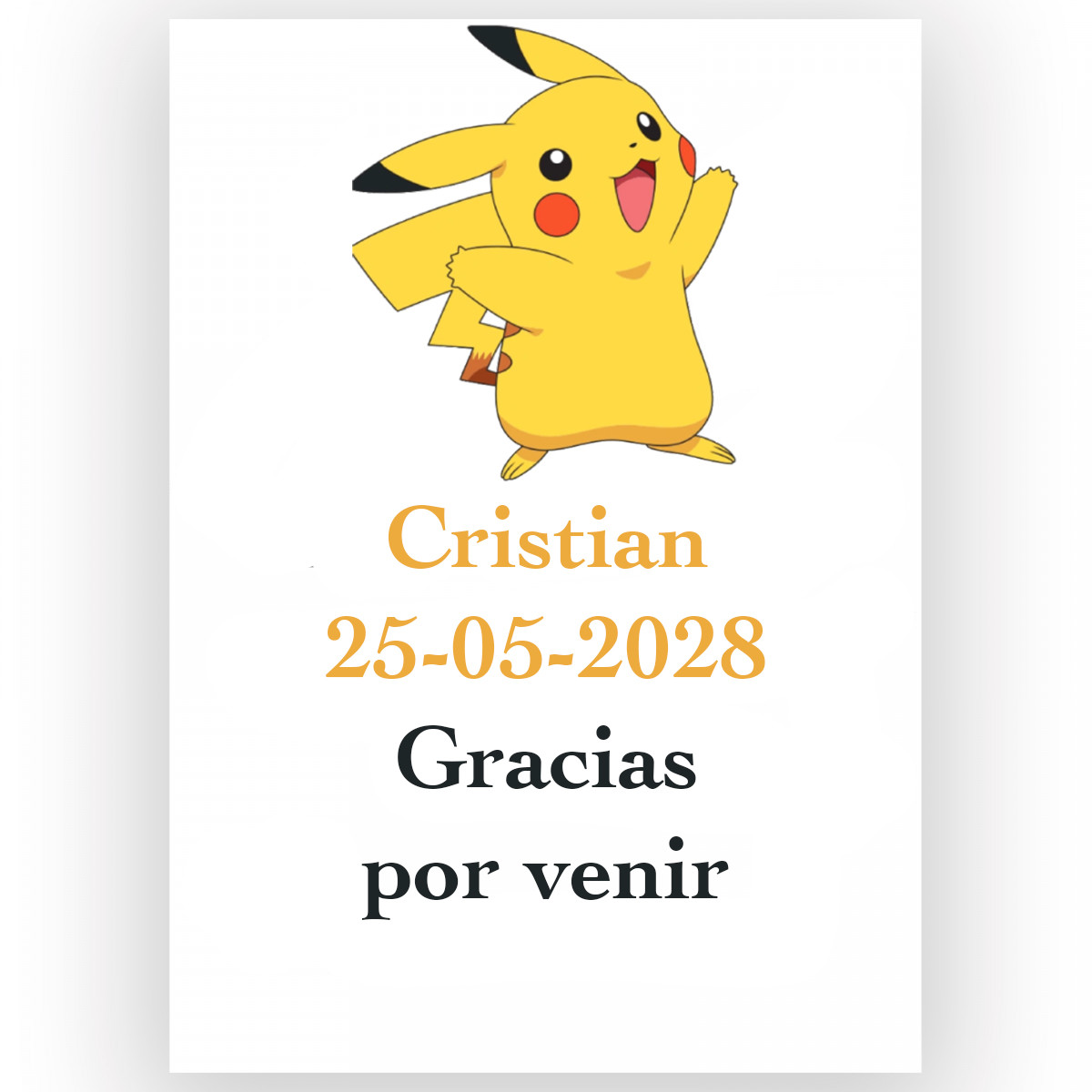 Pokémon, adesivo personalizzato con testo 5x7cm