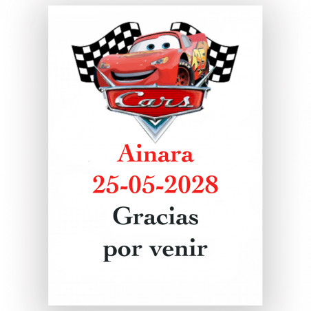 Auto, adesivo personalizzato per eventi infantili 5x7cm