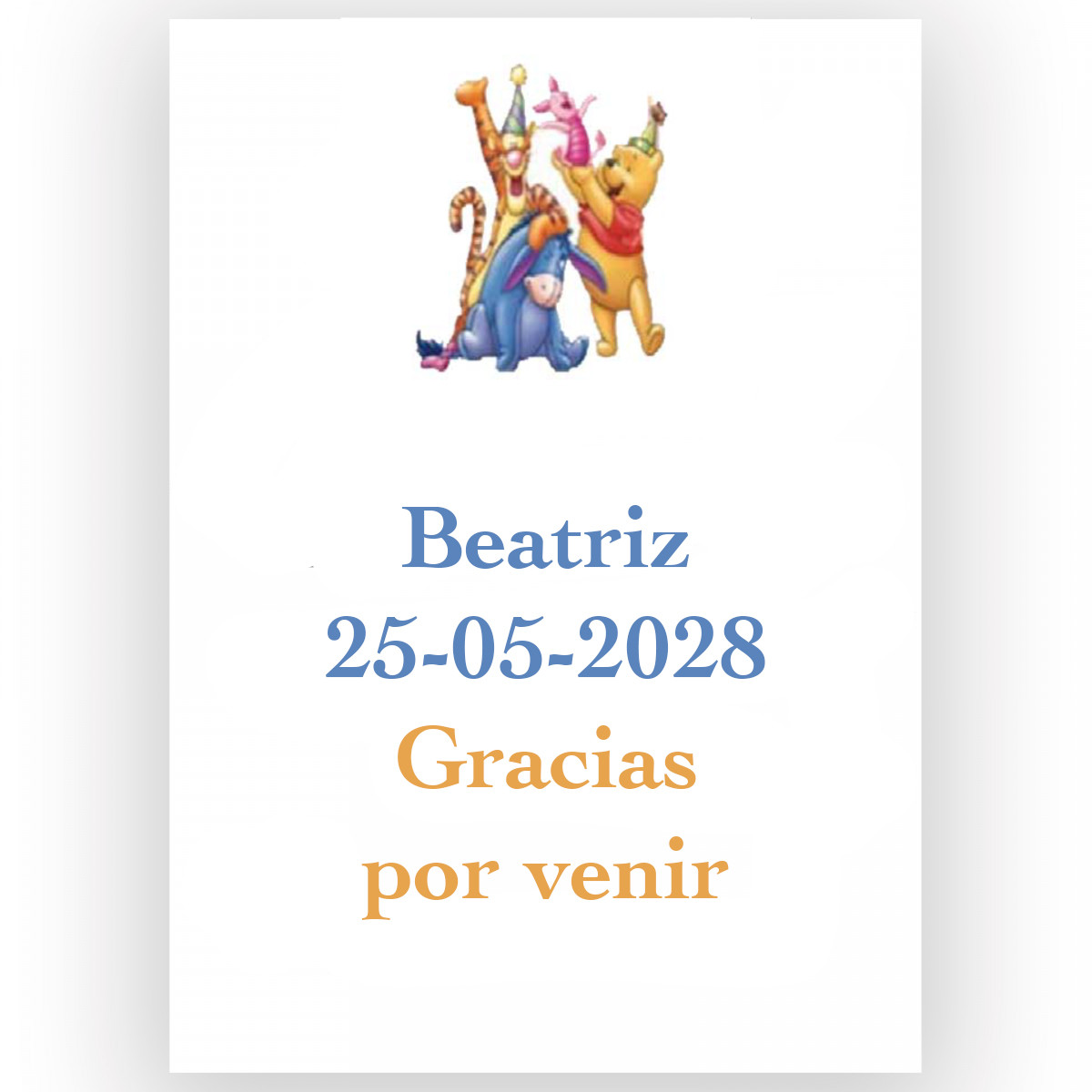 Winnie de Pooh, etichetta adesiva per eventi infantili 5x7cm
