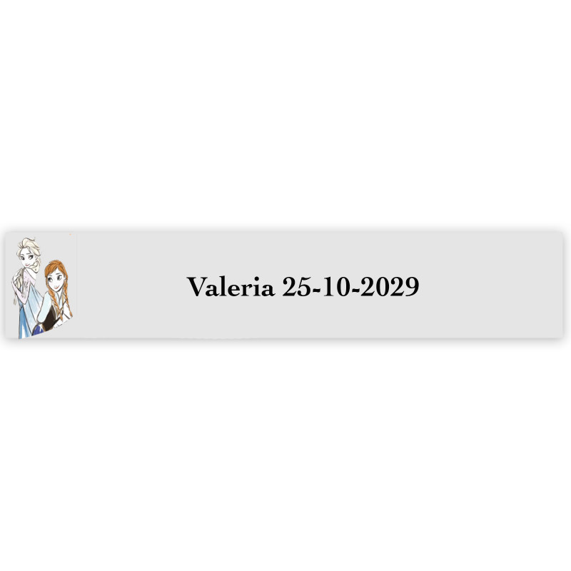 Frozen, etichetta adesiva personalizzata 5x1cm trasparente