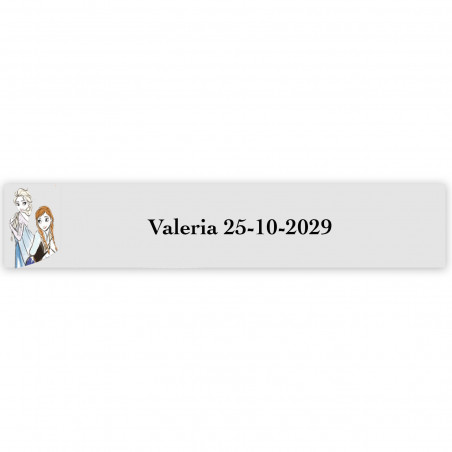 Frozen, etichetta adesiva personalizzata 5x1cm trasparente