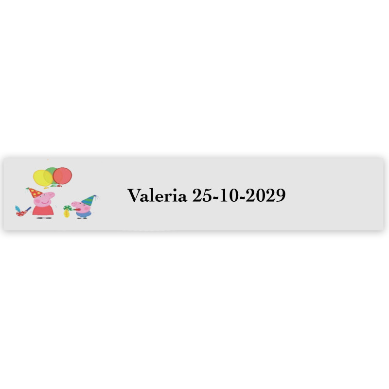 Peppa Pig, adesivo personalizzato per eventi infantili 5x1cm trasparente