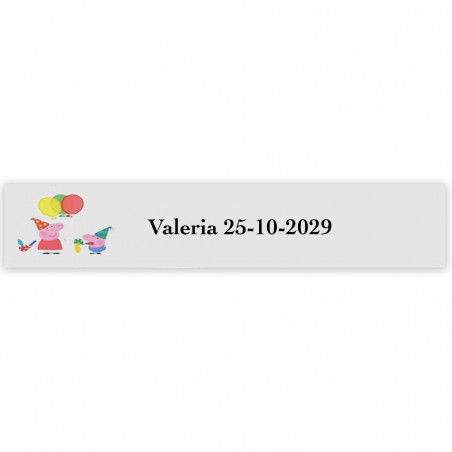 Peppa Pig, adesivo personalizzato per eventi infantili 5x1cm trasparente