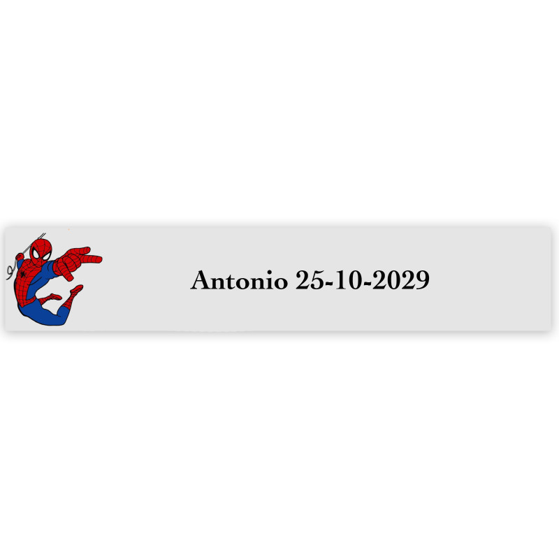 Etichetta adesiva Spiderman 5x1 cm per dettagli infantili personalizzati