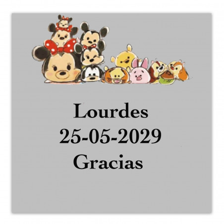 Disney, etichetta adesiva 5x5cm con fondo trasparente per personalizzare