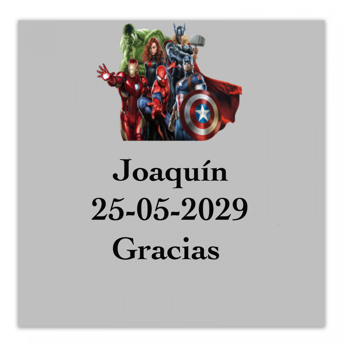 Etichetta adesiva Avengers 5x5 cm con sfondo trasparente