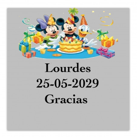 Adesivo Disney Compleanno 5x5cm trasparente