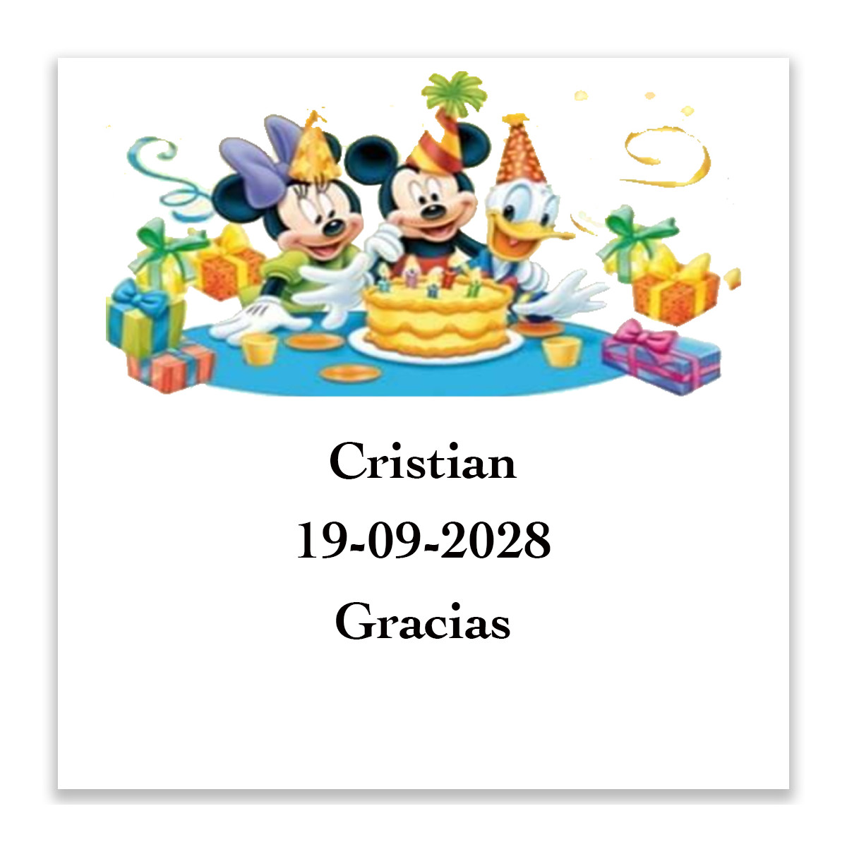 Adesivo compleanno personalizzato Disney 5x5cm