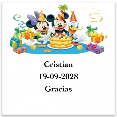 Adesivo compleanno personalizzato Disney 5x5cm