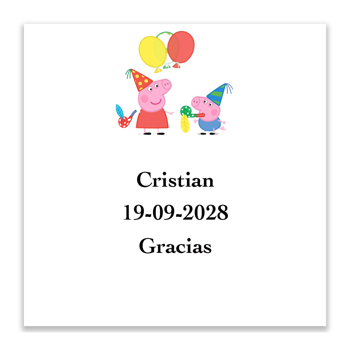 Etichetta adesiva personalizzata Peppa Pig 5x5 cm