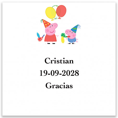 Etichetta adesiva personalizzata Peppa Pig 5x5 cm