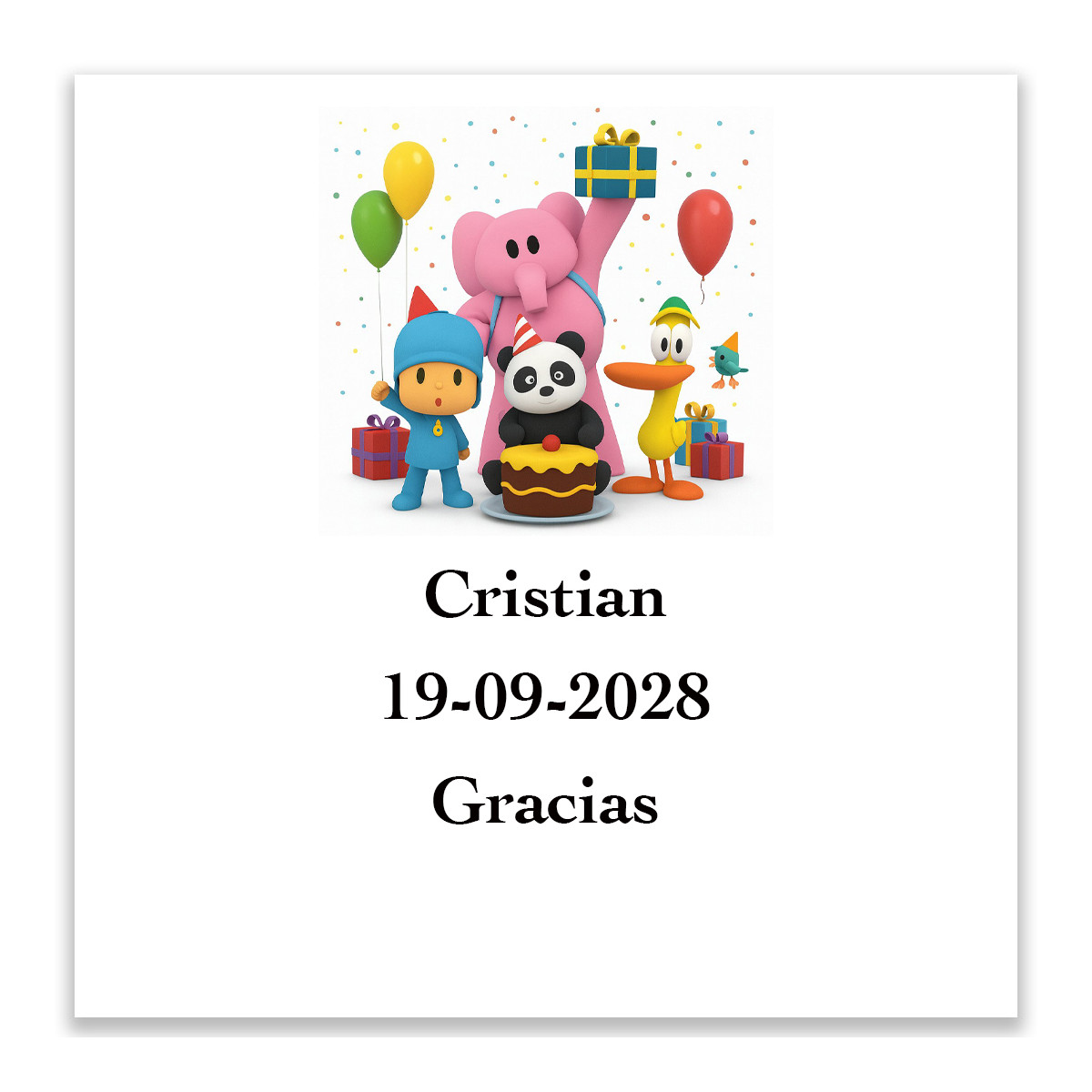 Pocoyó adesivo personalizzato 5x5cm