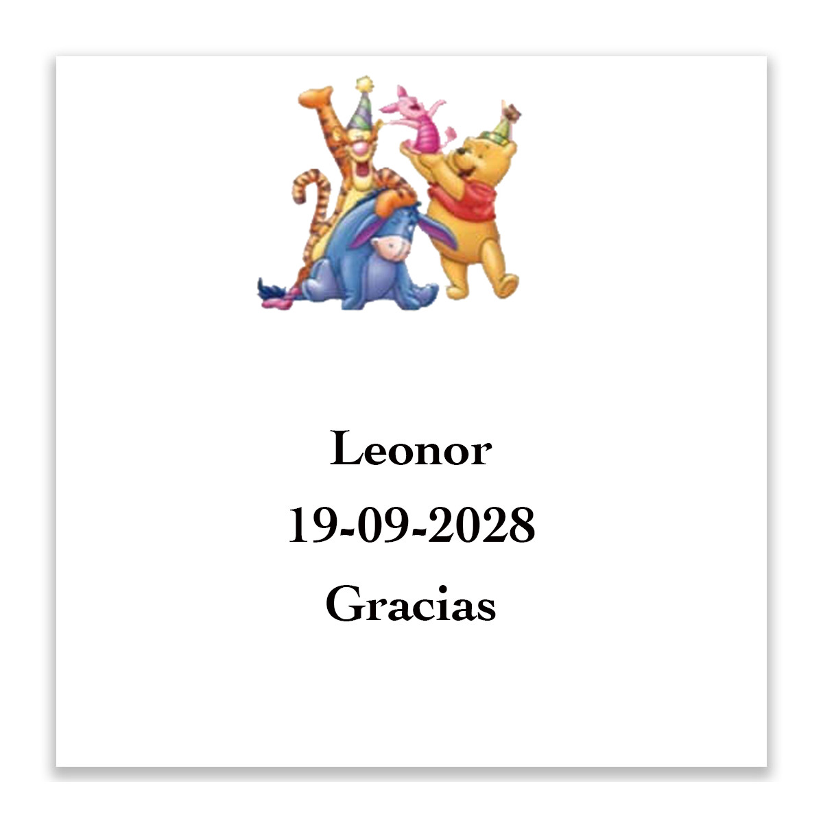 Winnie the Pooh, etichetta quadrata personalizzata 5x5cm