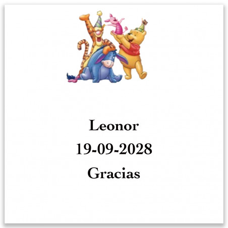 Winnie the Pooh, etichetta quadrata personalizzata 5x5cm