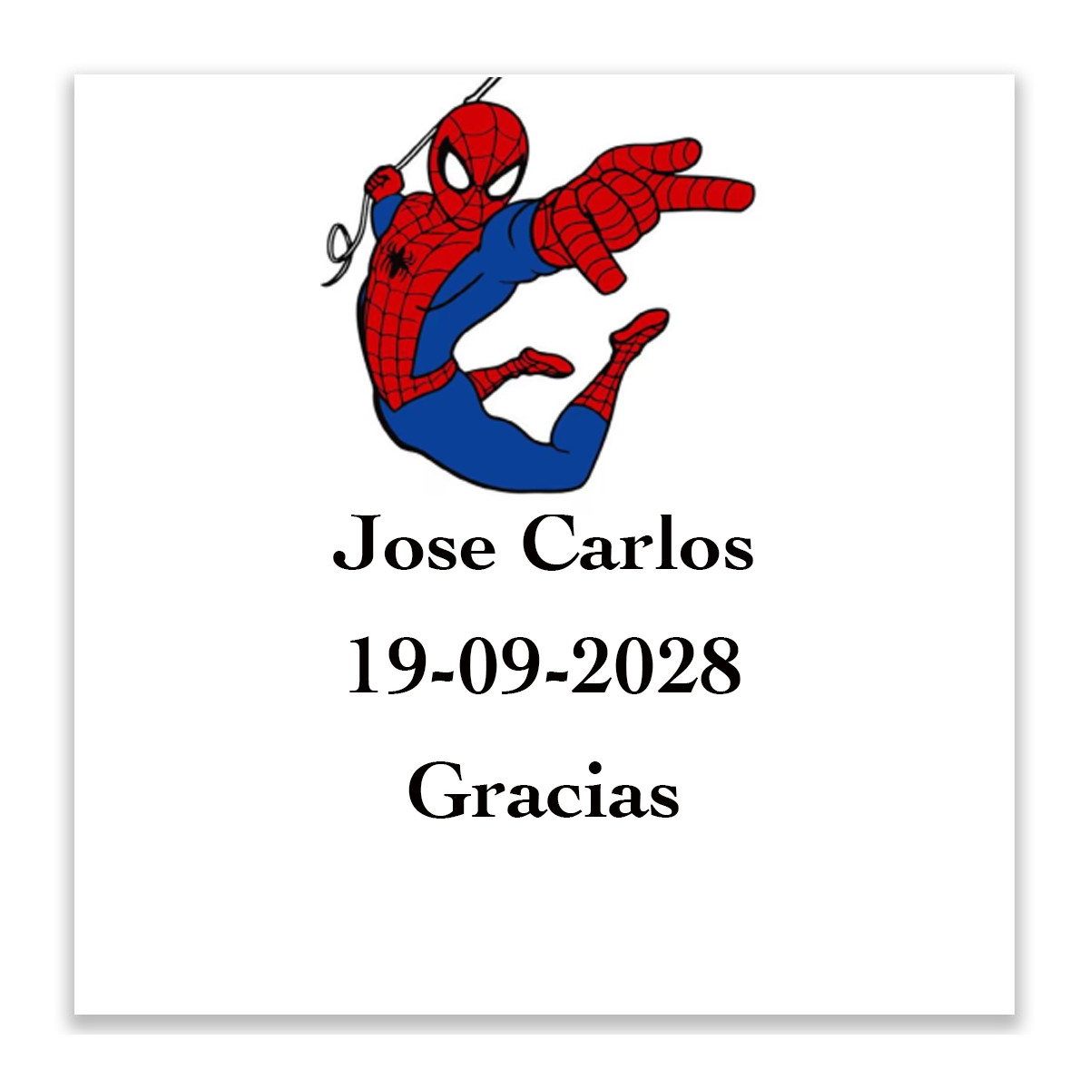 Adesivo personalizzato Spiderman quadrato 5x5 cm con fondo trasparente per decorare