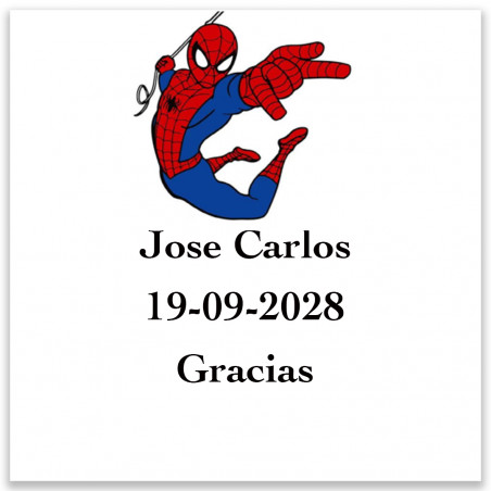 Adesivo personalizzato Spiderman quadrato 5x5 cm con fondo trasparente per decorare