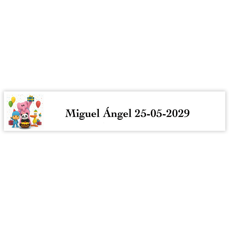 Etichetta adesiva personalizzata Pocoyó 5x1cm per eventi