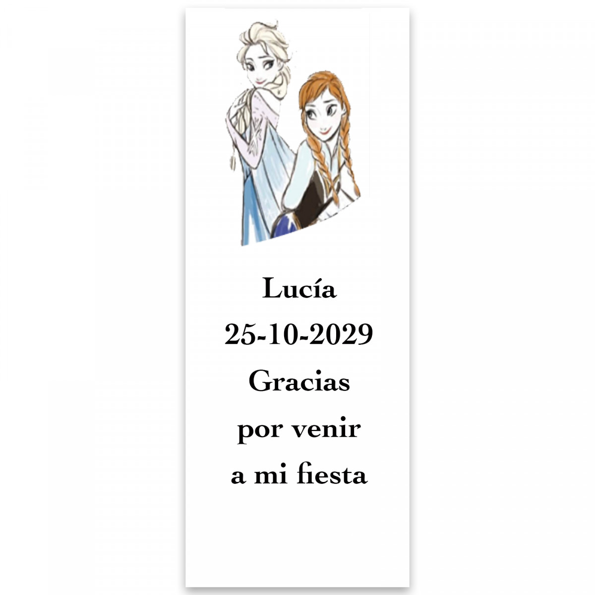 Adesivo personalizzato Frozen con fondo bianco 5x13cm