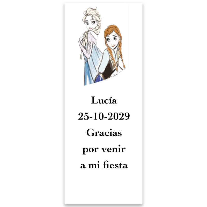 Adesivo personalizzato Frozen con fondo bianco 5x13cm