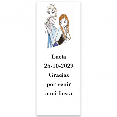Adesivo personalizzato Frozen con fondo bianco 5x13cm