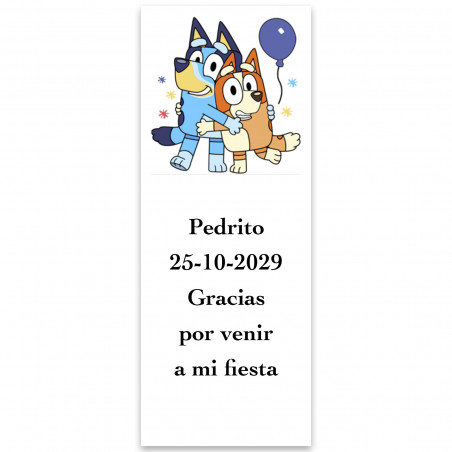 Bluey e Bingo su etichetta adesiva personalizzata 5x13cm