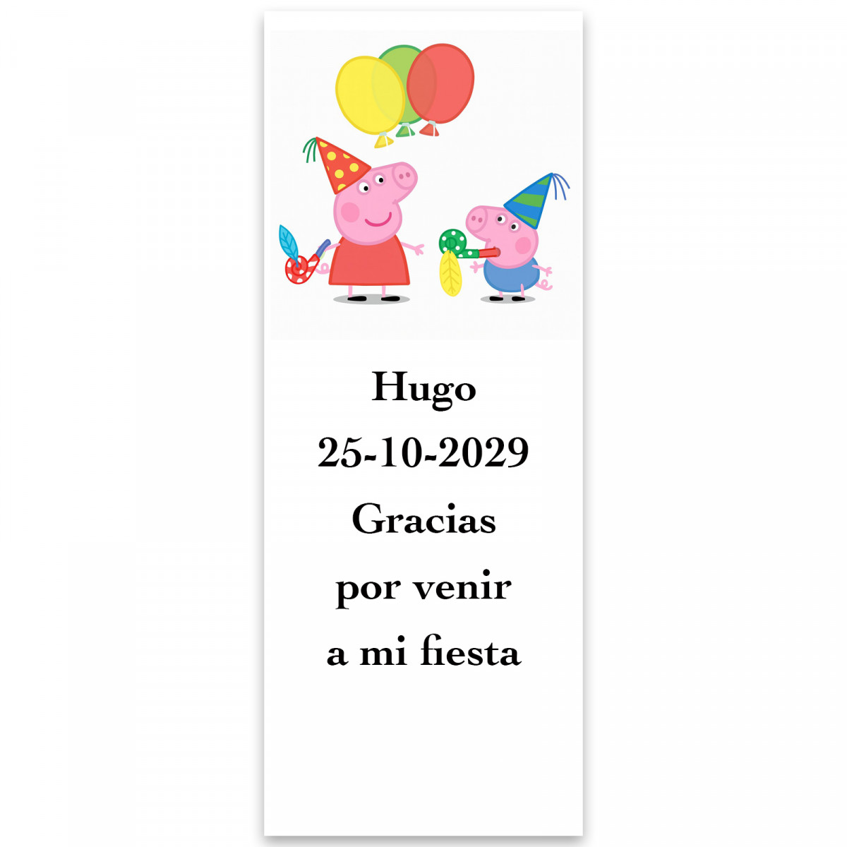 Peppa Pig, etichetta adesiva con design festivo 5x13cm