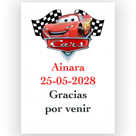 Dettagli infantili di Cars per compleanni e comunioni