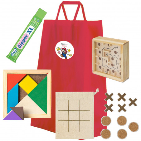 Pacchetto educativo di Super Mario Bros con giochi in legno e dolcetti