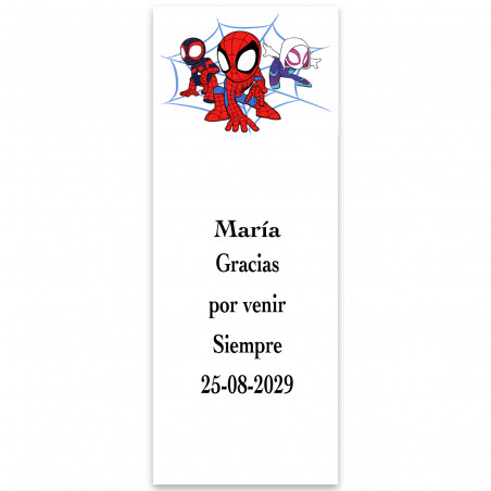 Spidey e il suo superteam etichette adesive personalizzate per eventi verticale 13x5cm