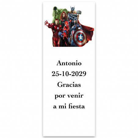 Avengers, etichetta adesiva personalizzata verticale 13x5cm