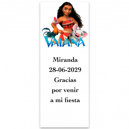 Vaiana Moana, adesivo personalizzato con testo modificabile 13x5cm