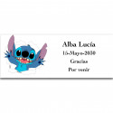 Stitch, etichetta adesiva personalizzata con testi modificabili 13x5cm