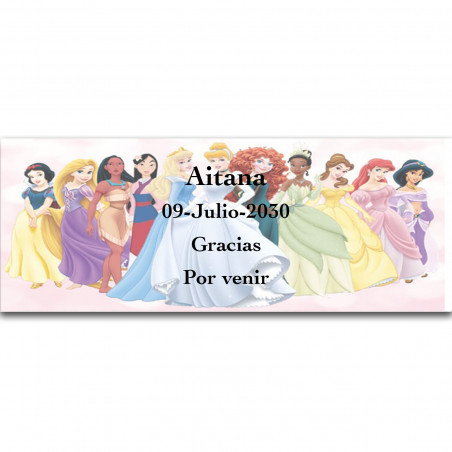 Adesivi personalizzati delle Principesse per eventi speciali 13x5cm