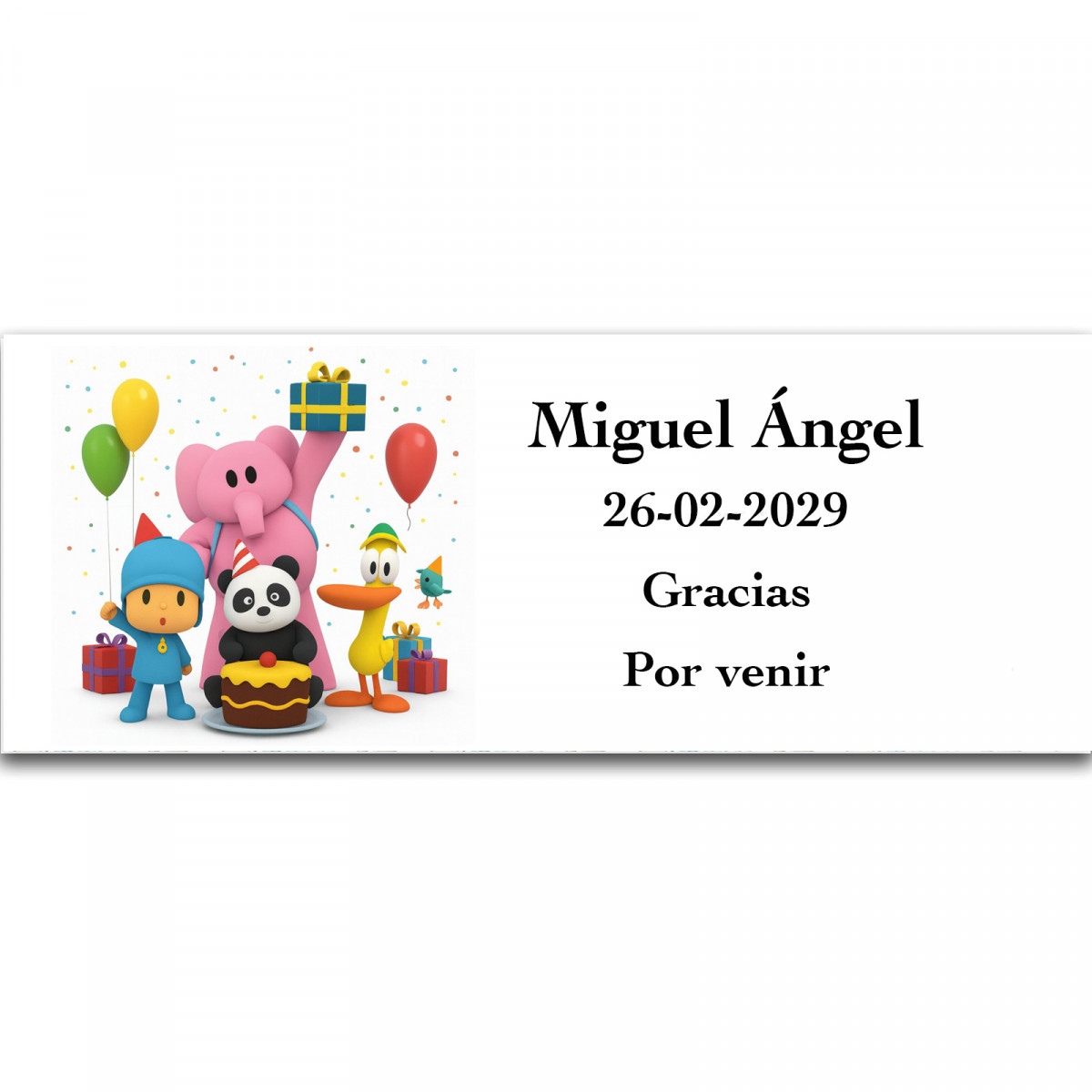 Adesivo personalizzato di Pocoyó per bambini 13x5cm