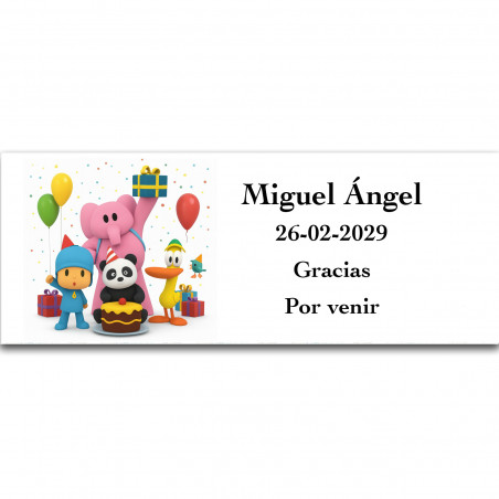 Adesivo personalizzato di Pocoyó per bambini 13x5cm