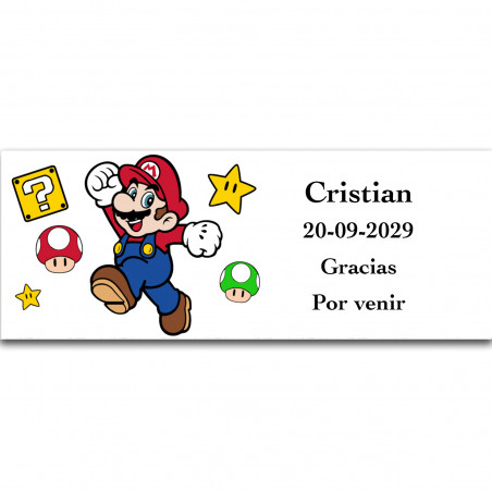 Súper Mario Bros etichetta adesiva modificabile 13x5cm