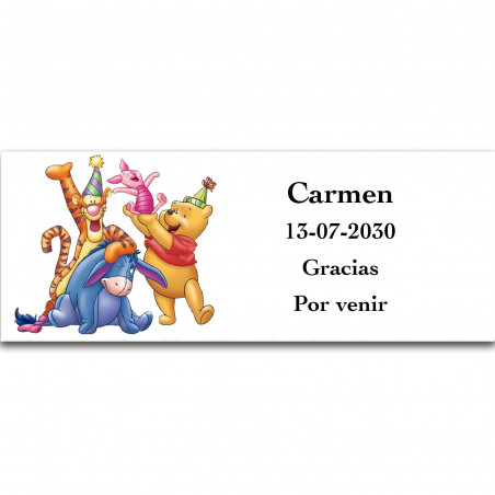 Winnie the Pooh adesivo personalizzato con testo 13x5cm