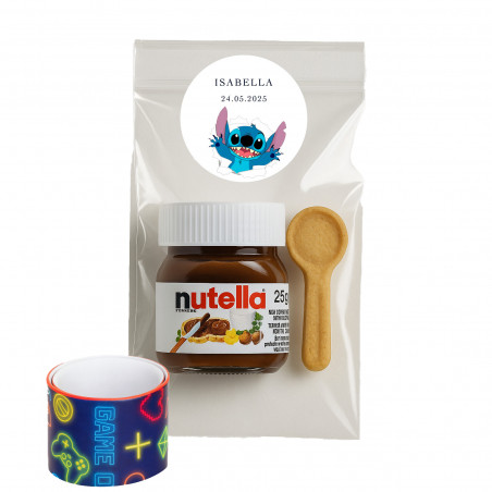 Stich pacchetto di nutella con cucchiaio di biscotto e braccialetto