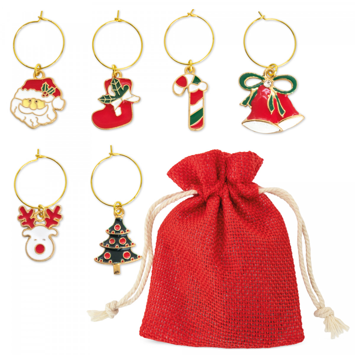 Set di 6 anelli natalizi per bicchieri