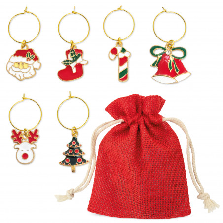 Set di 6 anelli natalizi per bicchieri