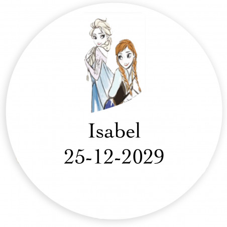 Frozen, adesivo personalizzato con sfondo bianco 5cm