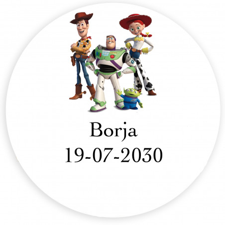 Adesivo personalizzato originale Toy Story con sfondo bianco e 5 cm