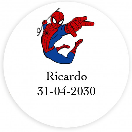 Spiderman in adesivi personalizzati da 5 cm per eventi