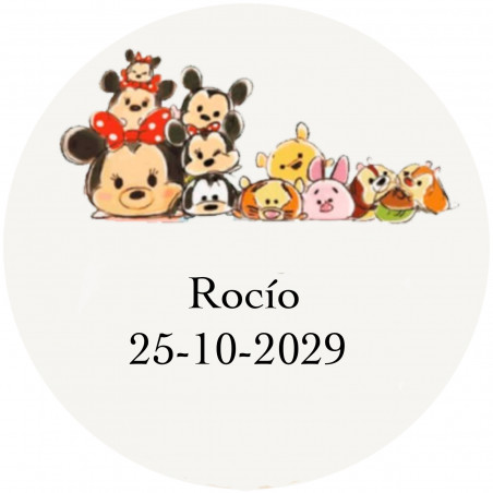 Disney su un adesivo personalizzato di 5 cm con fondo trasparente