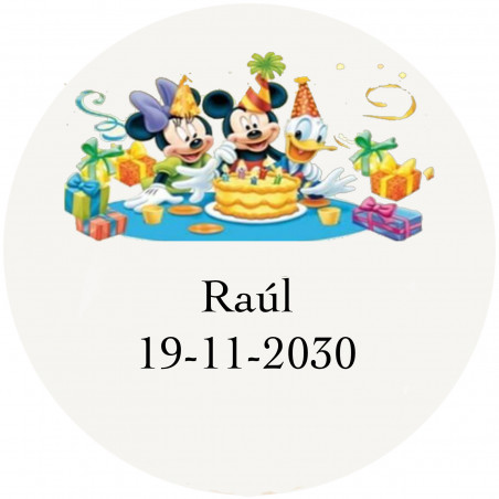 Disney, etichetta adesiva di 5 cm con fondo trasparente