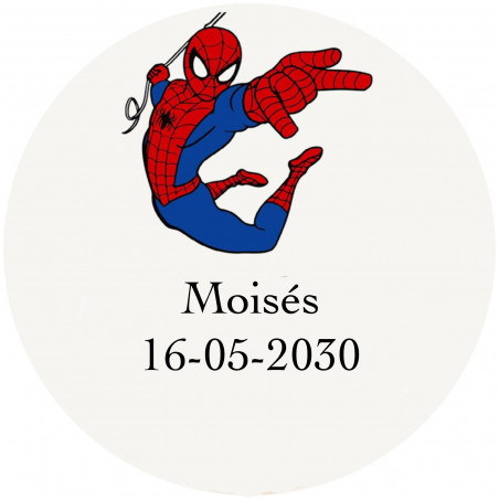Spideman su etichetta adesiva personalizzata 5cm trasparente