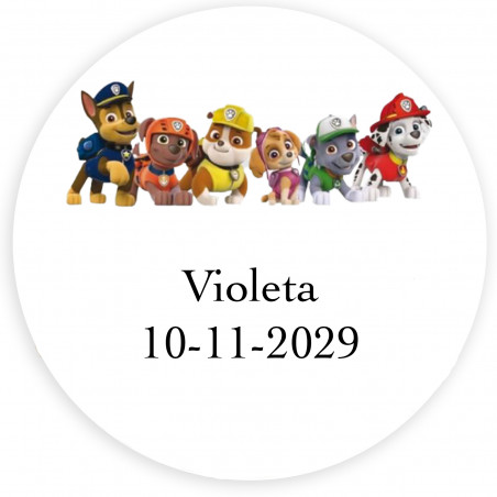 Etichetta adesiva patrulla canina personalizzata 3cm