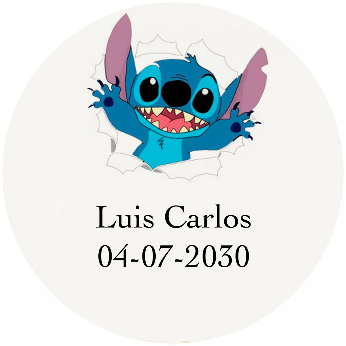 Adesivo personalizzato di stitch con fondo trasparente di 3 cm