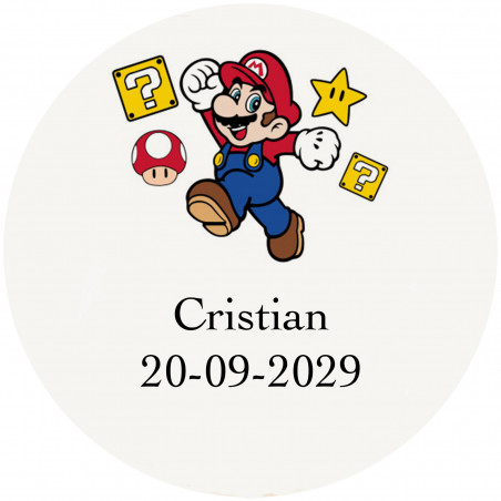 Adesivo super mario bros personalizzato trasparente di 3 cm